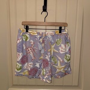 True Destinations Rayon Beach Vacation Drawstring Short Sea Shells Ocean